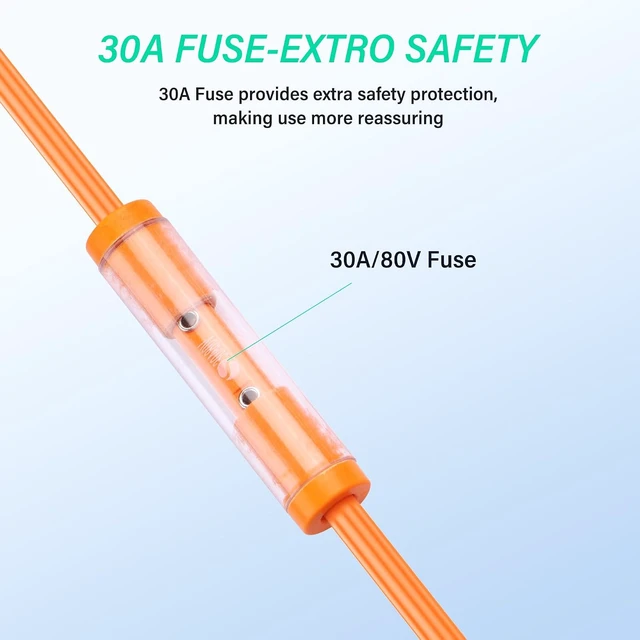 Alt view image 3 of 7 - SinLoon 5 Pack Battery Cables with 30A Fuse 13AWG Heavy Duty Battery Wires Insulated Terminals with Waterproof Cap, Orange 3mm² 30cm