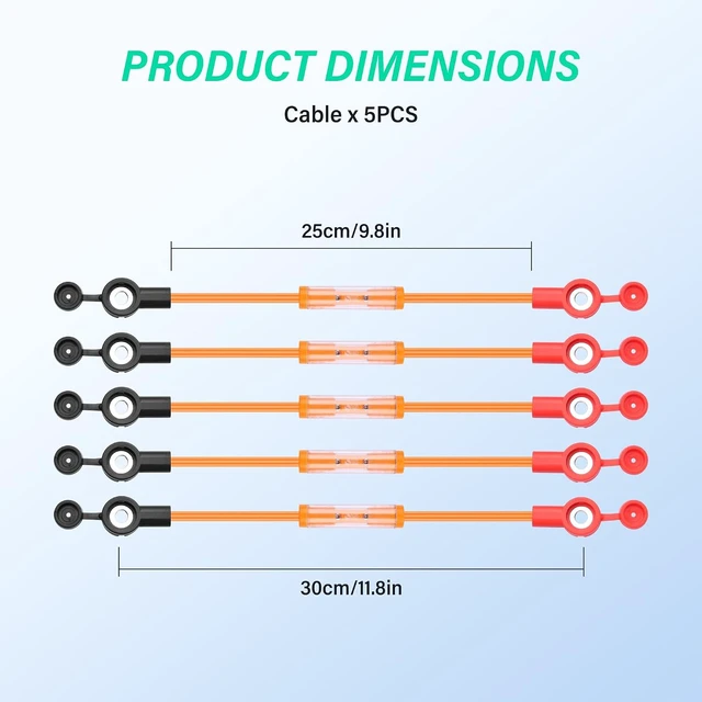 Alt view image 7 of 7 - SinLoon 5 Pack Battery Cables with 30A Fuse 13AWG Heavy Duty Battery Wires Insulated Terminals with Waterproof Cap, Orange 3mm² 30cm