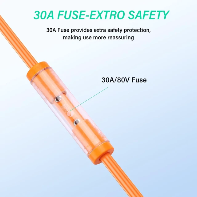 Alt view image 3 of 7 - SinLoon 5 Pack Battery Cables with 30A Fuse 14AWG Heavy Duty Battery Wires Insulated Terminals with Waterproof Cap, Orange 2.5mm² 20cm