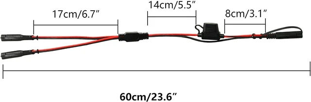 Alt view image 5 of 7 - SinLoon 16AWG 2-Way Splitter,SAE Connector,1 to 2 SAE Connector Power Charger Adapter for Motorcycle Automotive(60cm)