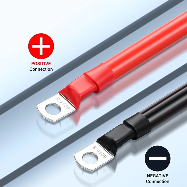 Alt view image 3 of 7 - SinLoon 2AWG Heavy Duty Battery Cables with M8 Lug Terminal,Pair(Red+Black)