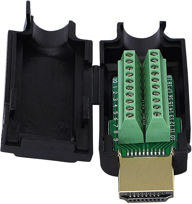 Alt view image 7 of 7 - SinLoon HDMI Solderless Adapter Gold Plated HDMI Extension Cable Connector Signals Terminal Breakout Board Free Welding Connector with Plastic Cover Screwdriver