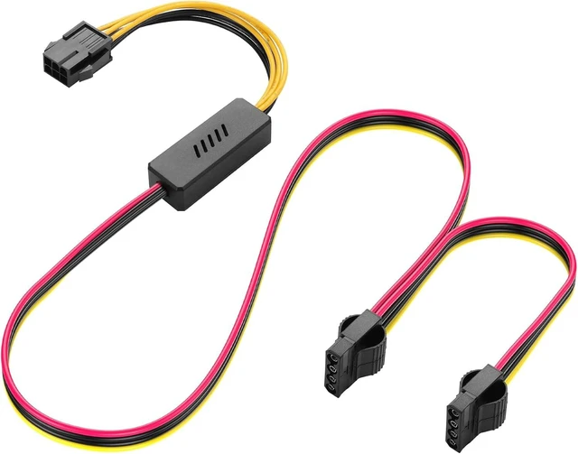 Main image of SinLoon 6 Pin ATX PSU to IDE 4 Pin Power Supply Cable ATX 6-Pin Female to LP4 IDE 4-Pin Female Extension Cable for PC Cooling Fan (1 to 2)