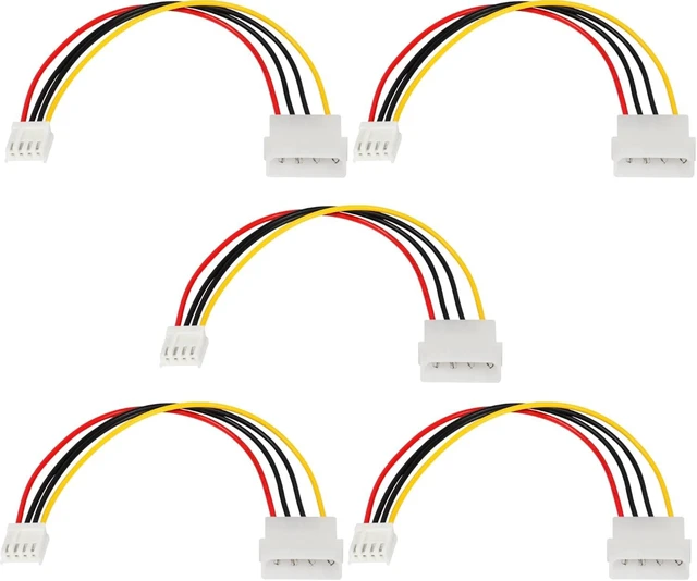 Main image of SinLoon Computer Molex 4 Pin Power Supply Extension Cable, 8 Inch IDE Power to Floppy Drive Power Interface Cable. 5-Pack (4Pin)