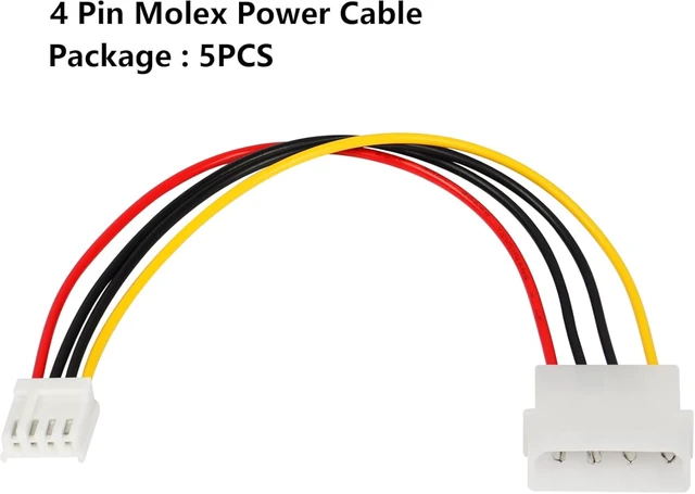 Alt view image 5 of 7 - SinLoon Computer Molex 4 Pin Power Supply Extension Cable, 8 Inch IDE Power to Floppy Drive Power Interface Cable. 5-Pack (4Pin)