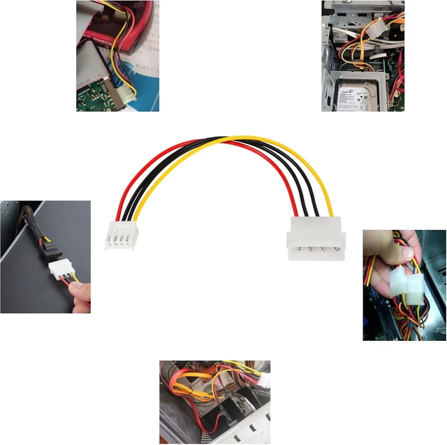 Alt view image 7 of 7 - SinLoon Computer Molex 4 Pin Power Supply Extension Cable, 8 Inch IDE Power to Floppy Drive Power Interface Cable. 5-Pack (4Pin)