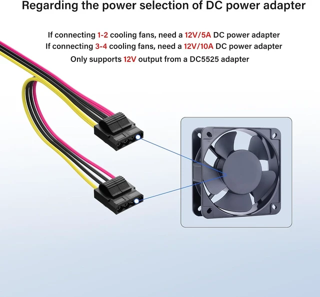 Alt view image 4 of 7 - SinLoon DC5525 to IDE 4 Pin Power Supply Cable DC 5.5x2.5mm Female to LP4 IDE 4 Pin Female Extension Cable for PC Fan (1 to 2)