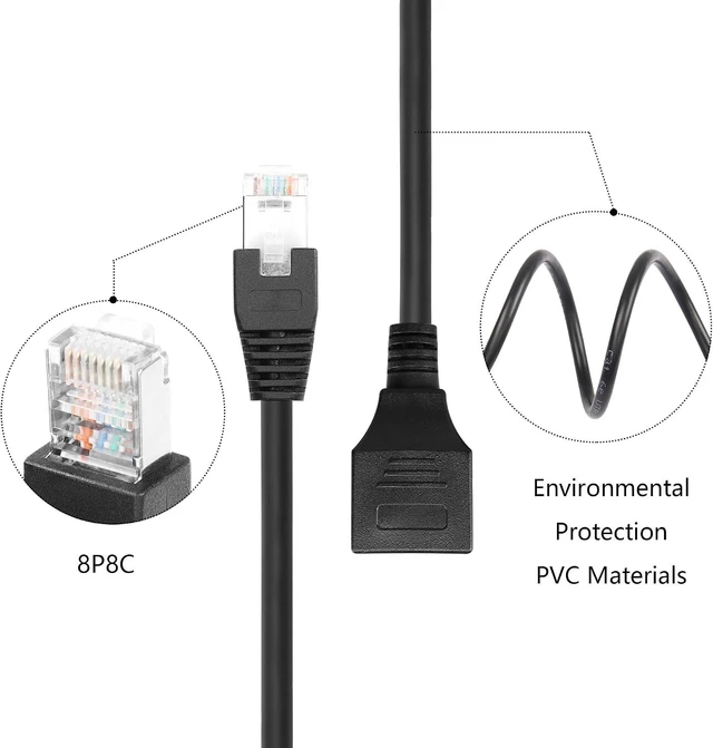 Alt view image 7 of 7 - SinLoon Cat6 Ethernet Cable with On/Off Switch High Speed RJ45 Male to Female Extension Cable with 304 Switch Cat6 Internet Network Cable,1M 3.3FT (Male to Female)