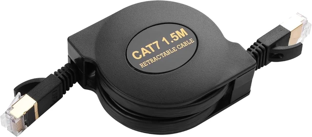 Main image of SinLoon Cat7 Retractable Ethernet Cable 4.9Ft RJ45 CAT7 Flat Network Cable High Speed for LAN, Internet, Gaming 1.5M
