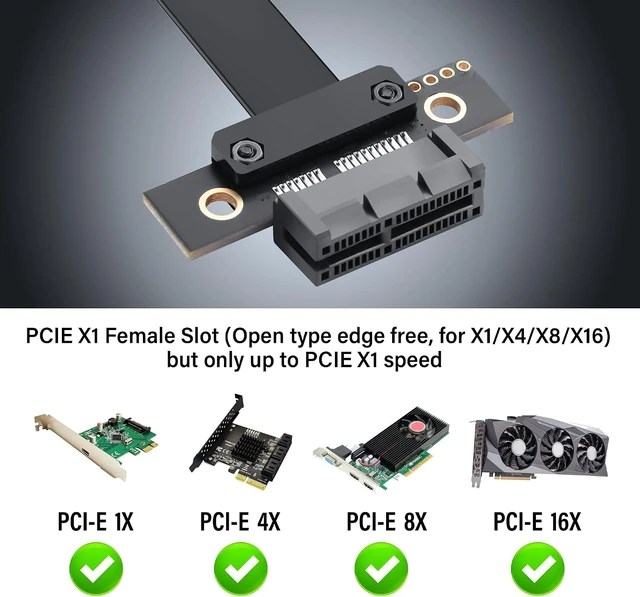 Alt view image 4 of 7 - SinLoon PCIe 4.0 X1 Riser Cable 180 Degree PCI-E 1X Male to Female Riser Extension Cord - 1818 (30CM)