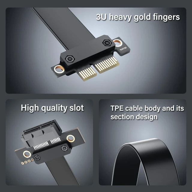 Alt view image 5 of 7 - SinLoon PCIe 4.0 X1 Riser Cable 180 Degree PCI-E 1X Male to Female Riser Extension Cord - 1818 (30CM)