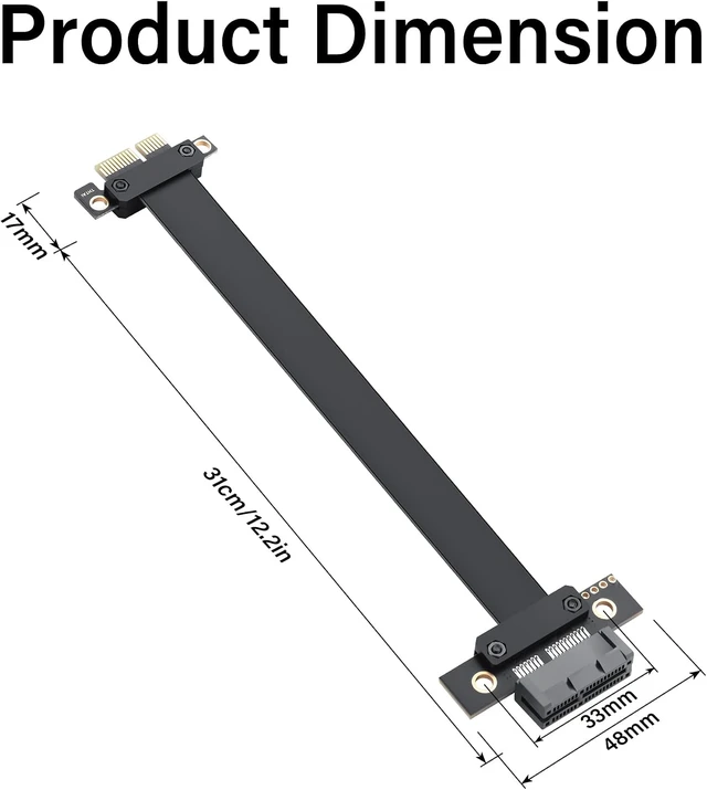 Alt view image 7 of 7 - SinLoon PCIe 4.0 X1 Riser Cable 180 Degree PCI-E 1X Male to Female Riser Extension Cord - 1818 (30CM)