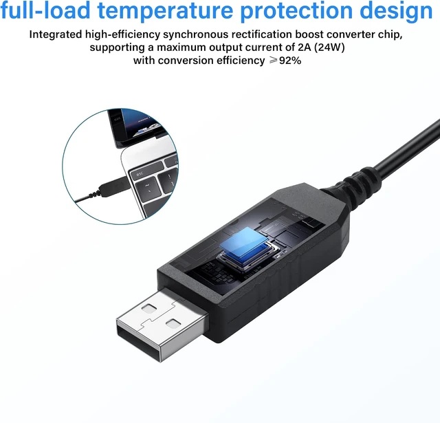 Alt view image 3 of 7 - SinLoon DC Boost Cable - 3 Pack USB 5V to 12V Step Up Converter, USB 2.0 Male to Bare Core - Suitable for Cameras, Mini Speakers etc (0.9m)