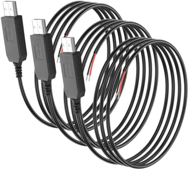 Alt view image 7 of 7 - SinLoon DC Boost Cable - 3 Pack USB 5V to 12V Step Up Converter, USB 2.0 Male to Bare Core - Suitable for Cameras, Mini Speakers etc (0.9m)