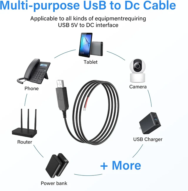 Alt view image 5 of 7 - SinLoon DC Boost Cable - 3 Pack USB 5V to 12V Step Up Converter, USB 2.0 Male to Bare Core - Suitable for Cameras, Mini Speakers etc (0.9m)