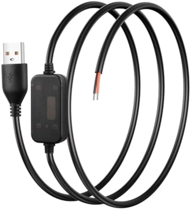 Alt view image 7 of 7 - SinLoon DC boost cable 20AWG USB 5V to 12V boost converter, USB2.0 male to bare wire boost cable suitable for cameras, mini speakers, USB fans, etc. - 1M
