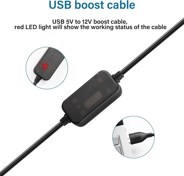 Alt view image 6 of 7 - SinLoon DC boost cable 20AWG USB 5V to 12V boost converter, USB2.0 male to bare wire boost cable suitable for cameras, mini speakers, USB fans, etc. - 1M