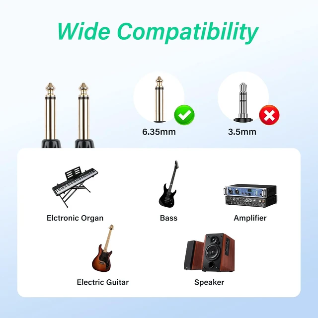 Alt view image 4 of 7 - SinLoon 1/4 Inch 6.35mm TS Guitar Cable 90 Degree 0.5M/1.6Ft