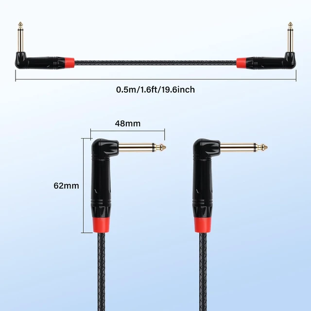 Alt view image 6 of 7 - SinLoon 1/4 Inch 6.35mm TS Guitar Cable 90 Degree 0.5M/1.6Ft
