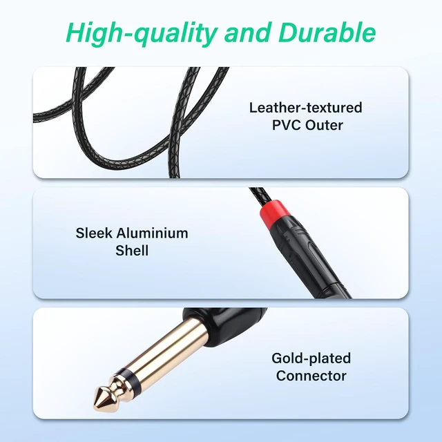 Alt view image 7 of 7 - SinLoon 1/4 Inch 6.35mm TS Guitar Cable 90 Degree 0.5M/1.6Ft