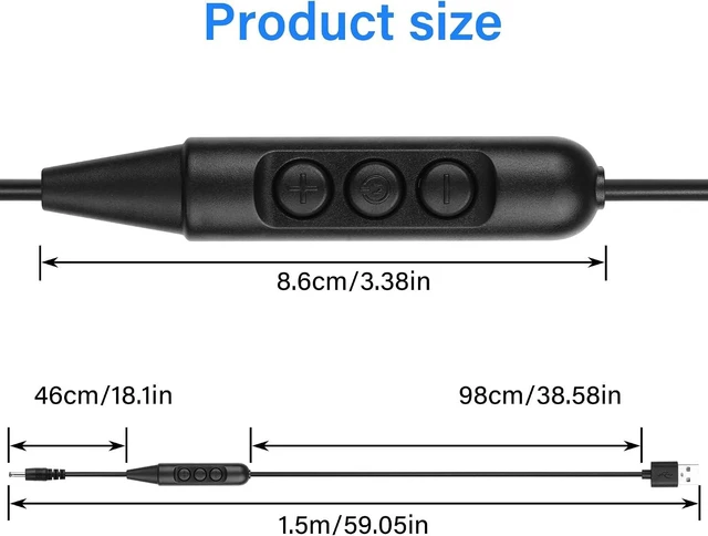 Alt view image 7 of 7 - SinLoon USB Male with On/Off Switch to DC35135 Male Cable, USB 2.0 to DC 3.5mm x 1.35mm 6-Speed Dimming Switch Power Cable, for LED Strips Little Table Lamp and Other 5V Devices 5Pcs 1.5M/4.9FT