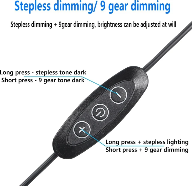 Alt view image 2 of 7 - SinLoon USB Male with ON/Off Switch to Stripped Ends, USB 2.0 9-Speed Dimming Switch Power Cable, for LED Strips Little Table Lamp and Other 5V Devices 5PCS (1.5M/4.9FT)