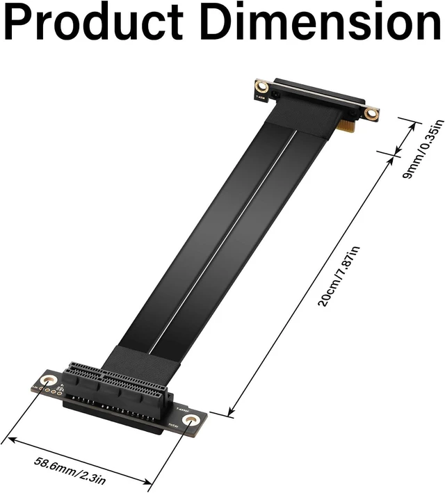 Alt view image 7 of 7 - SinLoon PCIe 3.0 X4 Extension Cable 90 Degree PCI-E 4X Male to Female Riser Cable 20CM (90 Degree)