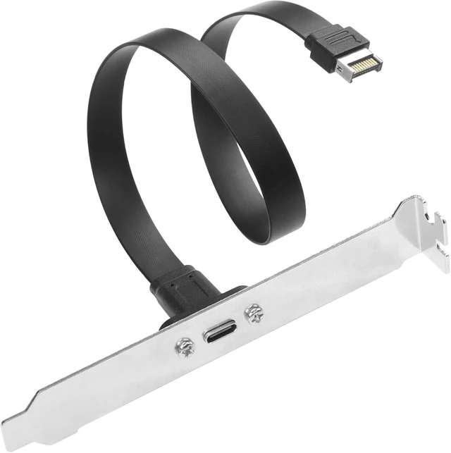 Main image of SinLoon USB 3.1 Front Panel Header Type-C Extension Cable with Panel Mount Screw 10 Gbps Type-E 20Pin Male to USB-C Female Adapter Cable with Full Height Bracket,30cm/11.8inch (1 Port)