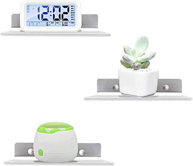 Alt view image 7 of 7 - SinLoon 6 Inch Small Shelf in Flat Satin Aluminum Bathroom Shelf Wall Mount for Small Speaker Smartphone, Tablet, Toiletries Silver 2 Pack