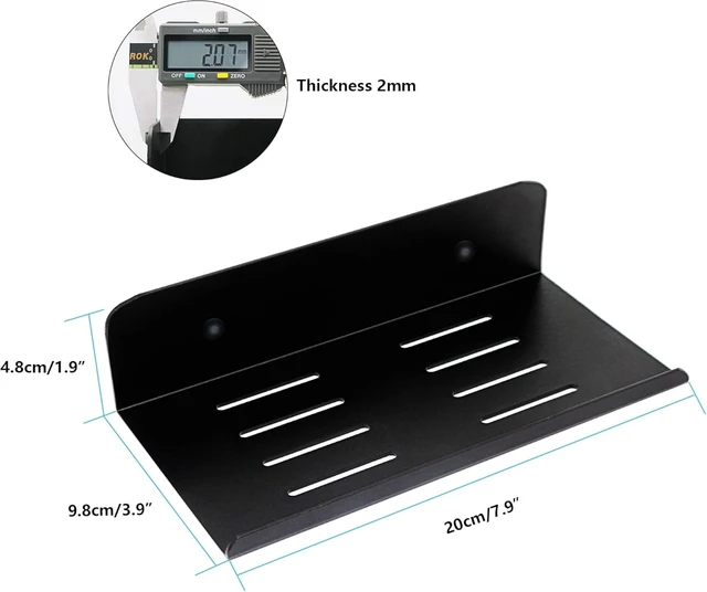 Alt view image 2 of 7 - SinLoon 7.8 Inch Small Shelf in Flat Satin Aluminum Bathroom Shelf Wall Mount for Small Speaker Smartphone, Tablet, Toiletries (Black)