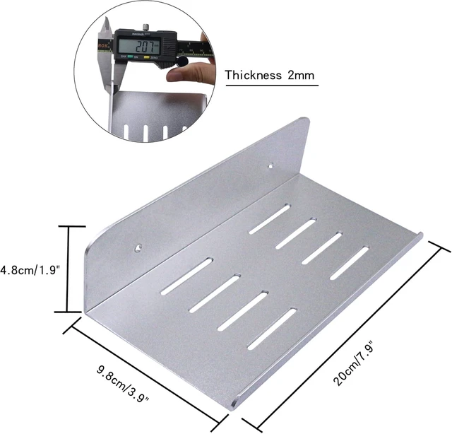 Alt view image 2 of 7 - SinLoon 7.8 Inch Small Shelf in Flat Satin Aluminum Bathroom Shelf Wall Mount for Small Speaker Smartphone, Tablet, Toiletries Silver 2 Pack