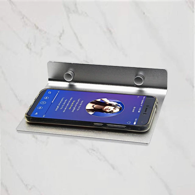 Alt view image 2 of 7 - SinLoon 6 Inch Small Shelf in Flat Satin Aluminum Bathroom Shelf Wall Mount for Small Speaker Smartphone, Tablet, Toiletries (Silver)
