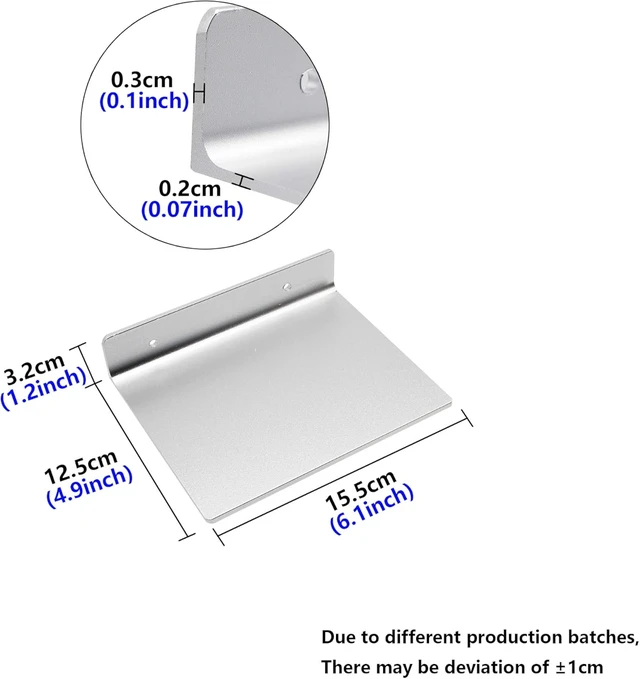 Alt view image 3 of 7 - SinLoon 6 Inch Small Shelf in Flat Satin Aluminum Bathroom Shelf Wall Mount for Small Speaker Smartphone, Tablet, Toiletries (Silver)