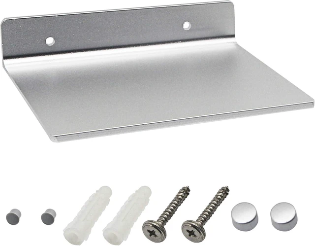 Main image of SinLoon 6 Inch Small Shelf in Flat Satin Aluminum Bathroom Shelf Wall Mount for Small Speaker Smartphone, Tablet, Toiletries (Silver)