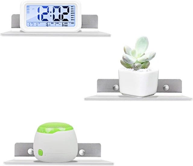 Alt view image 6 of 7 - SinLoon 6 Inch Small Shelf in Flat Satin Aluminum Bathroom Shelf Wall Mount for Small Speaker Smartphone, Tablet, Toiletries (Silver)