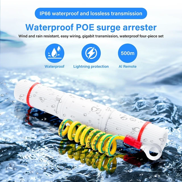 Alt view image 2 of 7 - SinLoon RJ45 PoE Extender - 10/100/1000Mbps Gigabit IP66 Waterproof, 5kA Lightning Protection, Outdoor PoE Repeater to Extend PoE Distance up to 250m