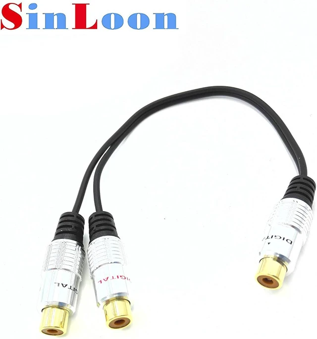 Alt view image 2 of 7 - SinLoon Aluminium Alloy RCA Y-Splitter, Single to Dual RCA Digital Coaxial Splitter, Gold Plated Adapter Audio Cable