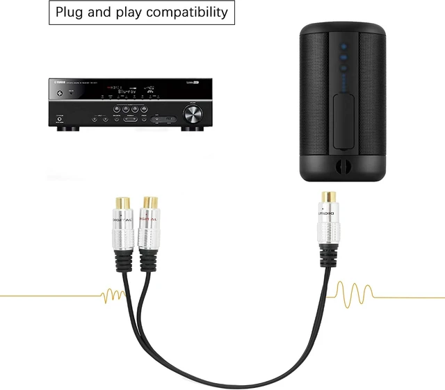 Alt view image 6 of 7 - SinLoon Aluminium Alloy RCA Y-Splitter, Single to Dual RCA Digital Coaxial Splitter, Gold Plated Adapter Audio Cable