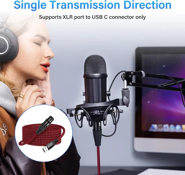 Alt view image 6 of 7 - SinLoon XLR to USB Microphone Cable 3-Pin XLR Female to USB-A Adapter 2m/6.5FT Braided Audio Cable for PCRecording Device Connection