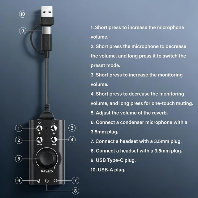 Alt view image 5 of 7 - SinLoon USB Sound Card USBA & USBC to 3.5mm External Stereo Audio Adapter