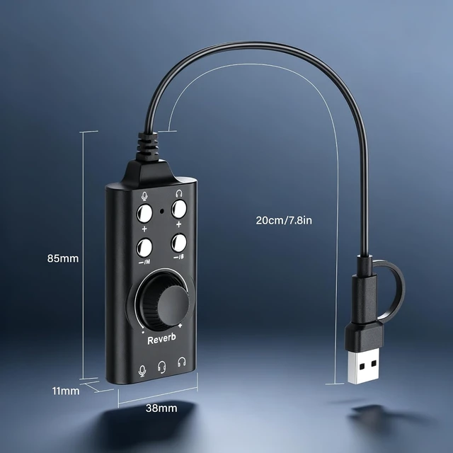 Alt view image 7 of 7 - SinLoon USB Sound Card USBA & USBC to 3.5mm External Stereo Audio Adapter