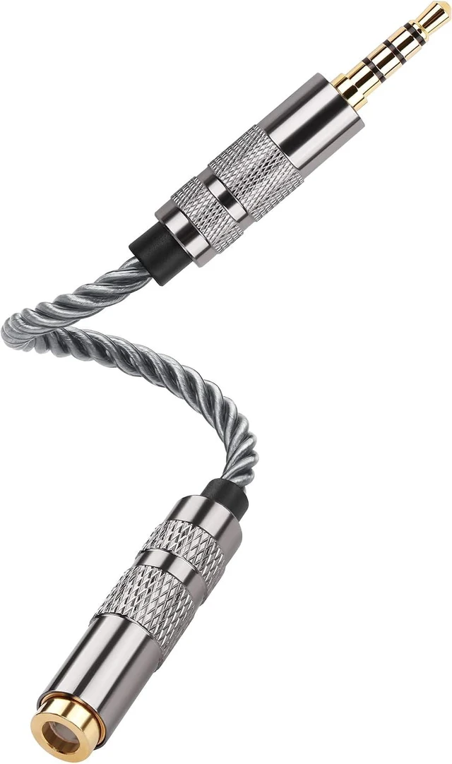 Main image of SinLoon 4.4mm Female to 3.5mm TRRS Male Audio Adapter Cable, Gold Plated OFC Braided Converter, Support Microphone for HiFi DAP & Calls (Cool Grey)