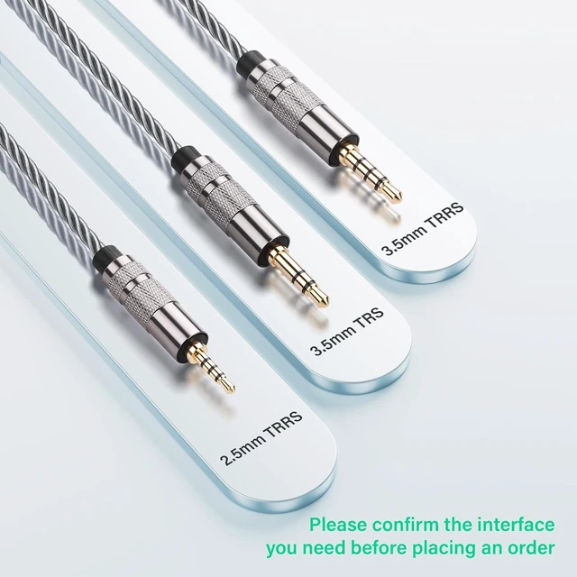 Alt view image 3 of 7 - SinLoon 4.4mm Female to 3.5mm TRRS Male Audio Adapter Cable, Gold Plated OFC Braided Converter, Support Microphone for HiFi DAP & Calls (Cool Grey)