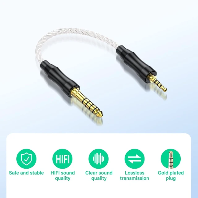 Alt view image 6 of 7 - SinLoon 4.4mm Male to 2.5mm Male Balanced Audio Adapter Cable (White)