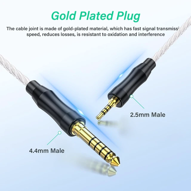 Alt view image 5 of 7 - SinLoon 4.4mm Male to 2.5mm Male Balanced Audio Adapter Cable (White)