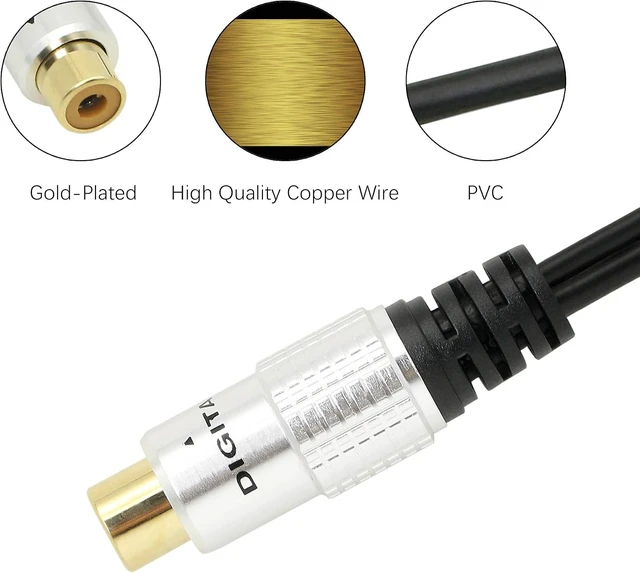 Alt view image 3 of 7 - SinLoon RCA Y-Adapter Audio Cable,Premium Aluminium Alloy Single RCA Female to 2 Dual Male RCA Digital Coaxial Splitter Gold Plated Adapter Audio Cable 0.82Ft (RCA/F-2Male)