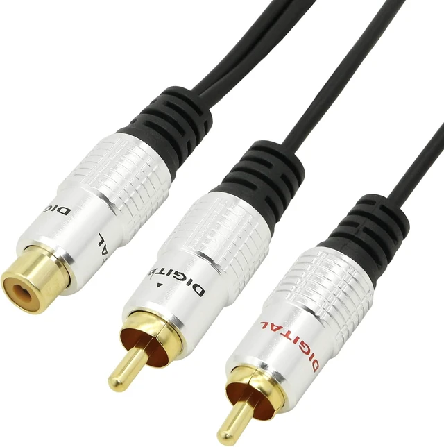 Alt view image 4 of 7 - SinLoon RCA Y-Adapter Audio Cable,Premium Aluminium Alloy Single RCA Female to 2 Dual Male RCA Digital Coaxial Splitter Gold Plated Adapter Audio Cable 0.82Ft (RCA/F-2Male)