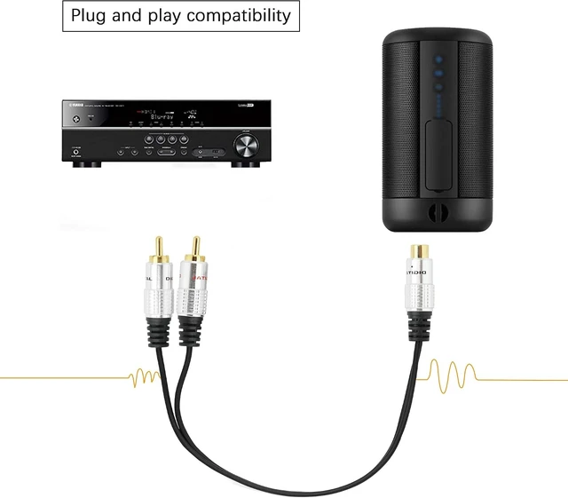 Alt view image 5 of 7 - SinLoon RCA Y-Adapter Audio Cable,Premium Aluminium Alloy Single RCA Female to 2 Dual Male RCA Digital Coaxial Splitter Gold Plated Adapter Audio Cable 0.82Ft (RCA/F-2Male)