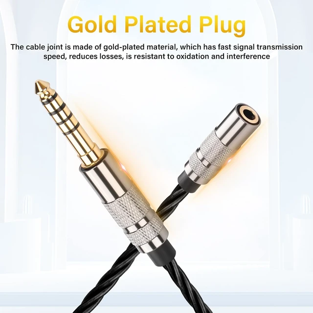 Alt view image 5 of 7 - SinLoon 4.4mm Male to 3.5mm Female Audio Adapter Cable, 15cm HiFi Short Cord, Oxygen-Free Copper Braided, Gold-Plated Balanced to Stereo Converter (Black)