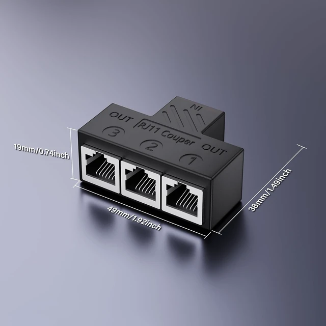 Alt view image 7 of 7 - SinLoon RJ11 Coupler RJ11 Female to 3 Female 6P6C Telephone Inline Coupler Telephone Extension Adapter for Landline Fax Machine (1 to 3)